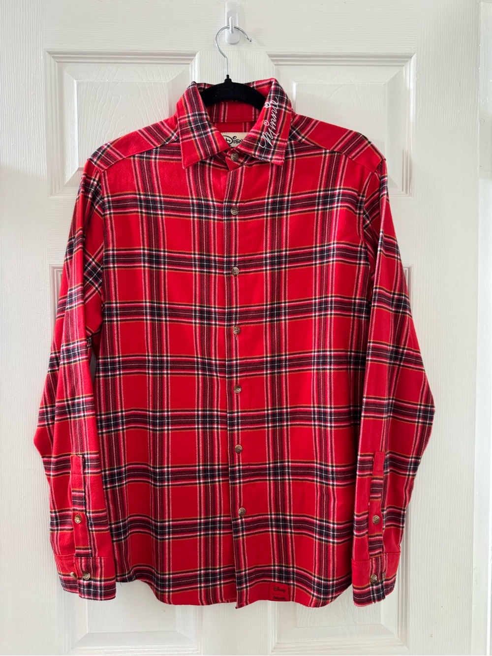 Disney Red Minnie Mouse Plaid Button-Up Flannel